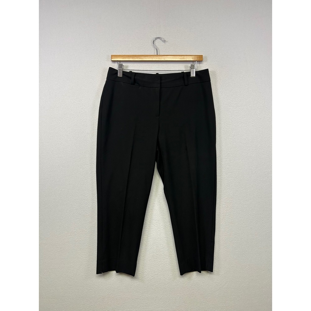 Professional Talbots Petites 6P Black Curvy Tapered Dress Pants Side Slit Hem